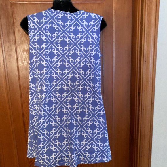 NWT Michelle Parisou Purple and White Sleeveless Tunic Size S - Picture 2 of 14